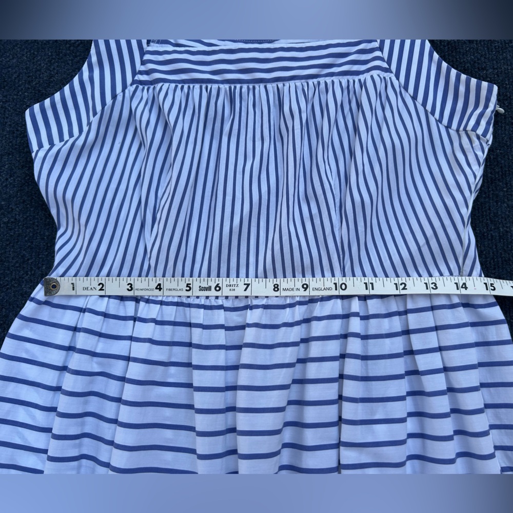 CK Bradley Blue White Striped Tiered Maxi Dress
Pockets Pompoms Medium flaw - Picture 8 of 15